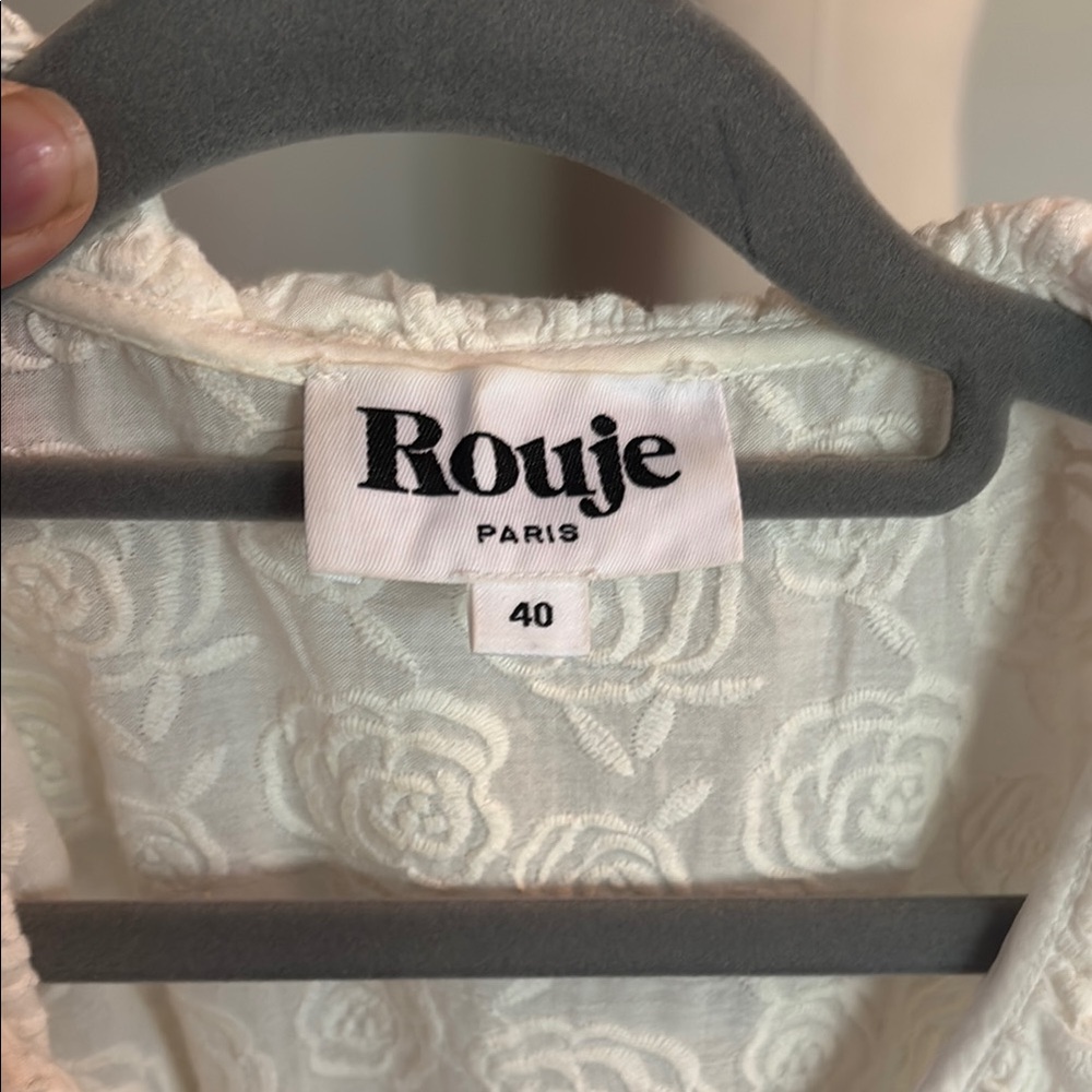 Rouje White Textured Floral Blouse